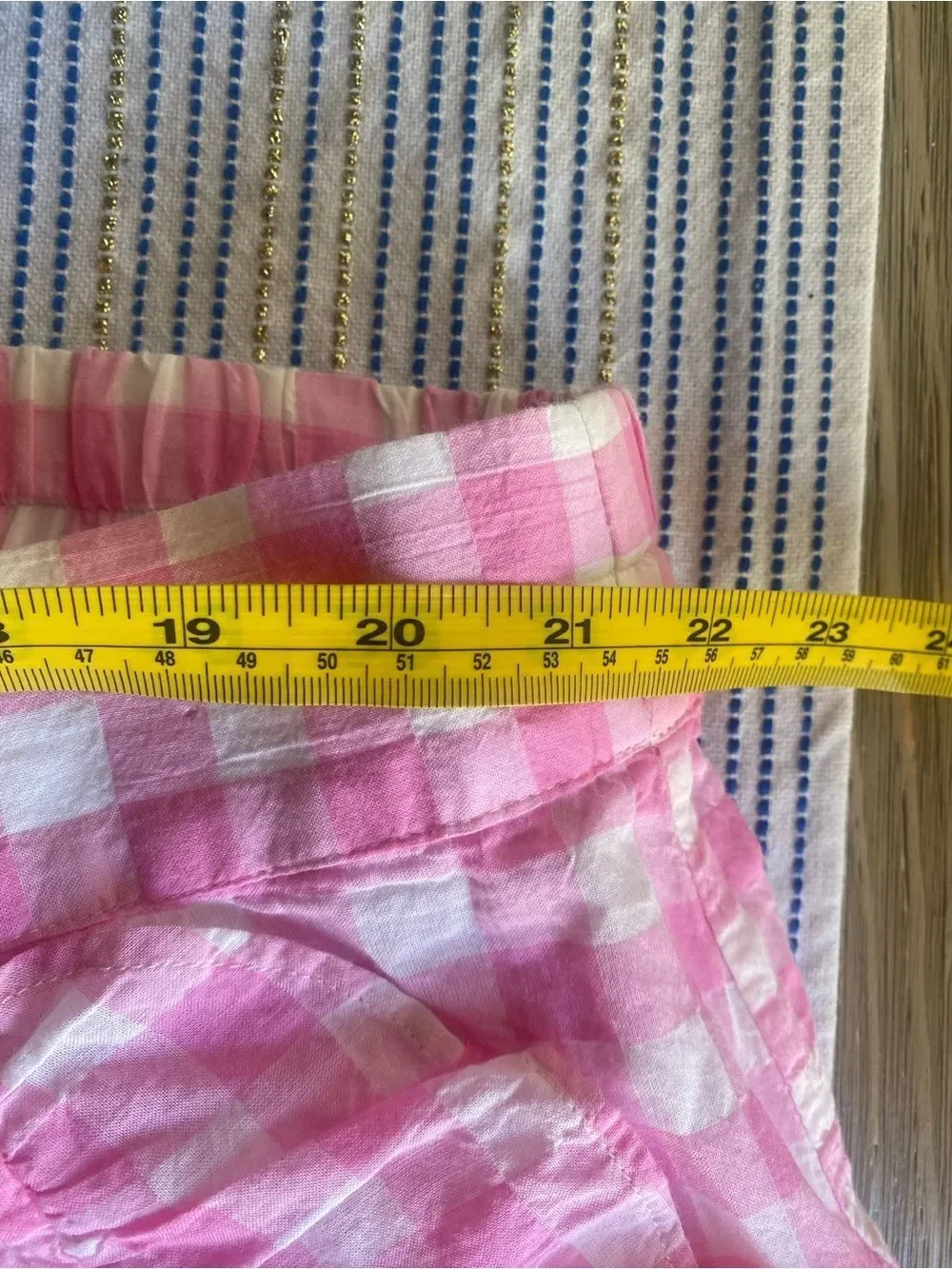J. Crew Pink and White Gingham Elastic-Waist Skirt Sz XXL